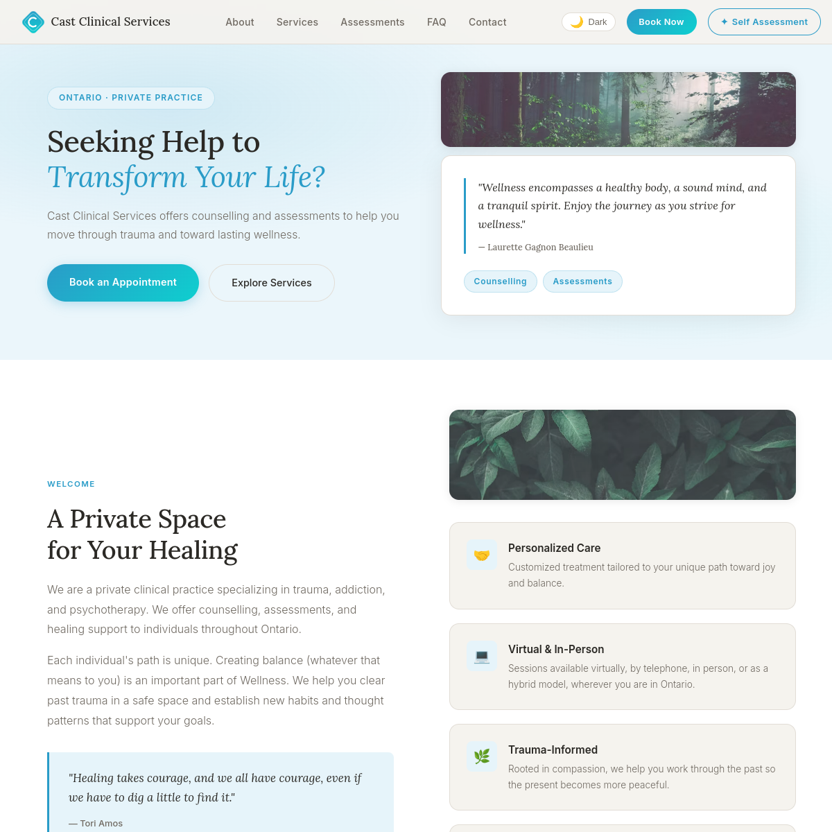 Cast Clinical Services website